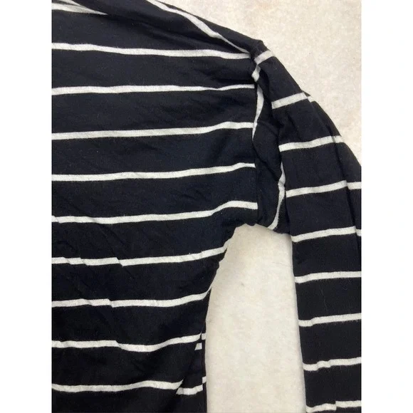 BumpStart Womens Maternity Cardigan Medium Black White Striped Open Front Rayon - Picture 6 of 6